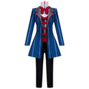 AwwwCos Anime Hazbin Hotel Vox Cosplay Costume Men Suit Blue Jacket Coat Sweatershirt Halloween Outfit Uniform Clothes Hat
