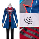 AwwwCos Anime Hazbin Hotel Vox Cosplay Costume Men Suit Blue Jacket Coat Sweatershirt Halloween Outfit Uniform Clothes Hat