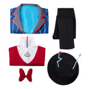 AwwwCos Anime Hazbin Hotel Vox Cosplay Costume Men Suit Blue Jacket Coat Sweatershirt Halloween Outfit Uniform Clothes Hat
