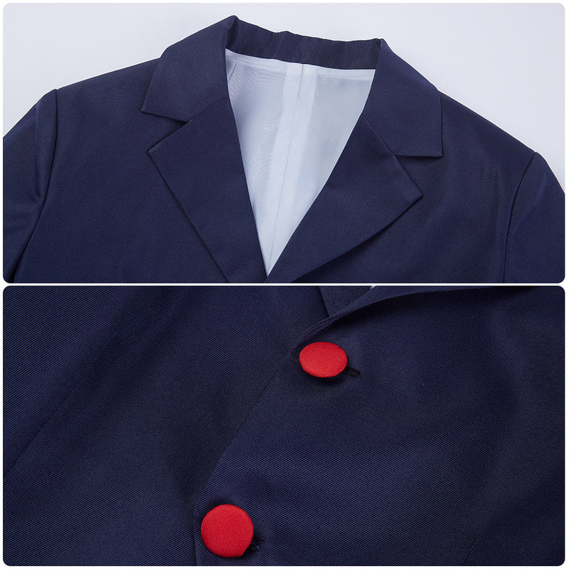 AwwwCos Anime Helluva Boss Moxxie Cosplay Costume Suit Jacket Shirt Pants Halloween Outfit with Tail Bow for Women Men