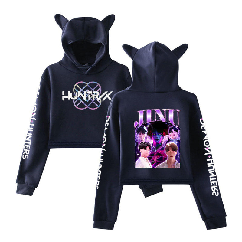 Anime K-Pop Demon Hunters Cosplay Costume Cat Ear Hooded Mini Coat - AwwwCos