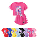 Anime K-Pop Demon Hunters Cosplay Costume White Plaid Print T-Shirt Shorts - AwwwCos