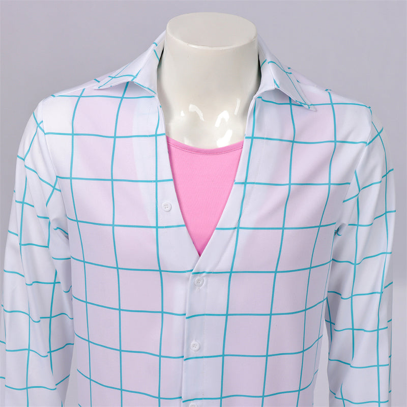 Anime K-Pop: Demon Hunters Saja Boys Jinu Cosplay Costume Plaid Top Pink Vest - AwwwCos