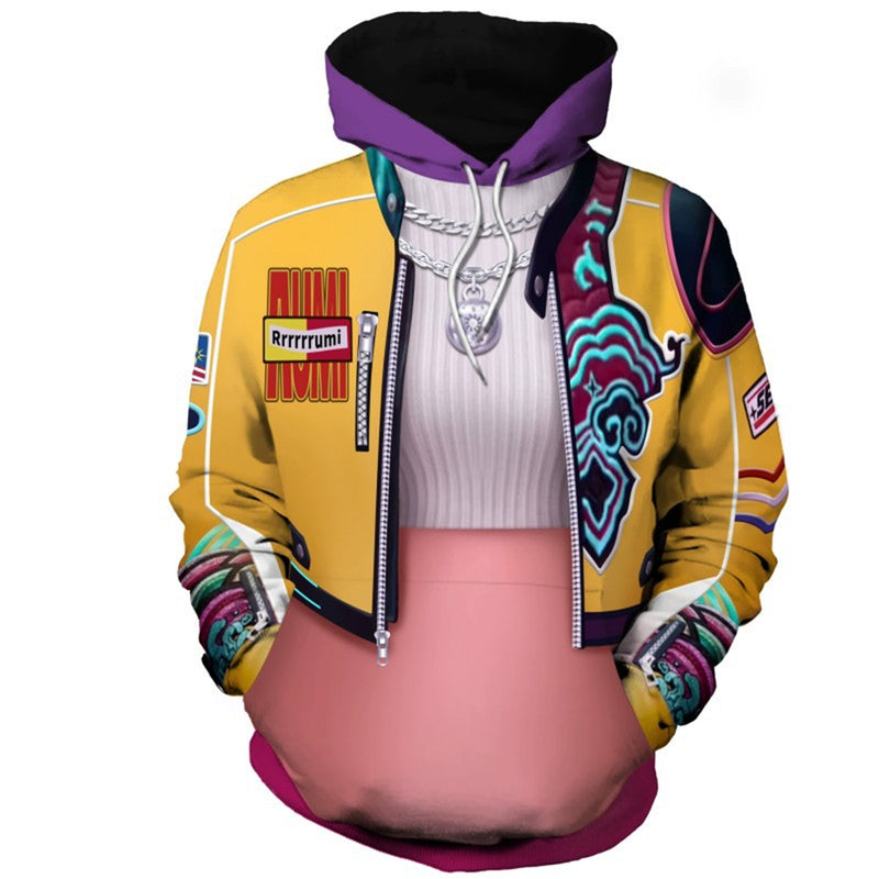 Anime K-Pop: Demon Hunters Zoey Rumi Mira Cosplay Printed Orange Hoodies - AwwwCos