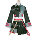 Anime Kasane Teto Cosplay Asymmetric Bell Sleeve Top Pleated Skirt - AwwwCos