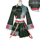 Anime Kasane Teto Cosplay Asymmetric Bell Sleeve Top Pleated Skirt - AwwwCos
