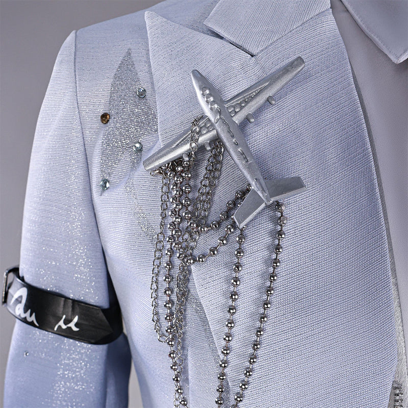 Anime Love and Deepspace Caleb Cosplay Costume Light Blue Uniform Suit - AwwwCos