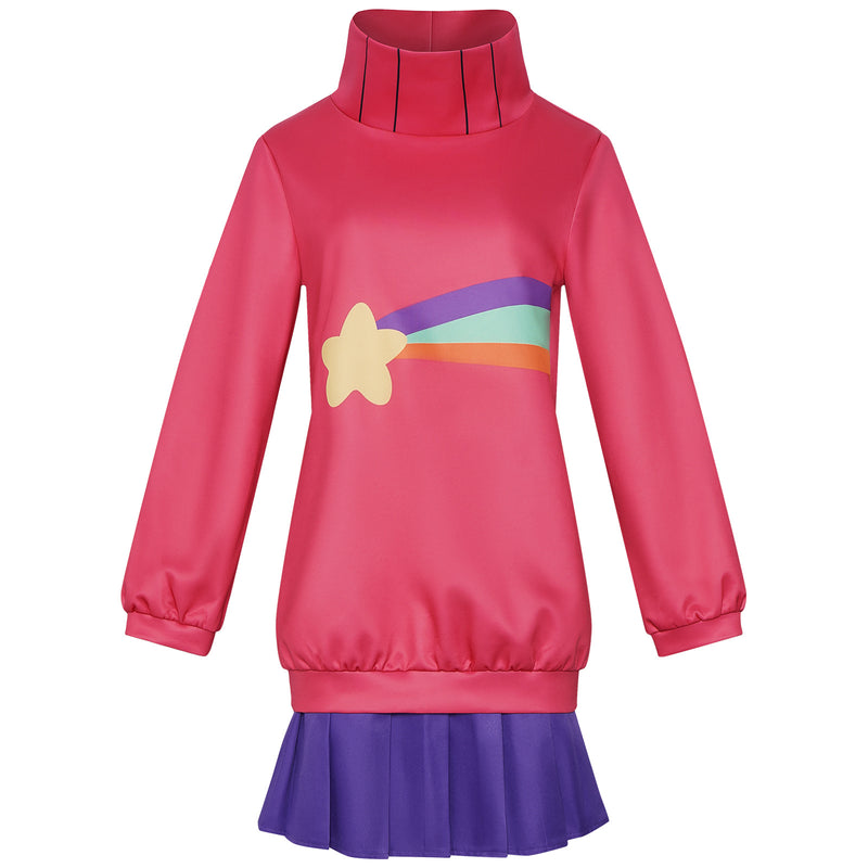 Anime Mabel Pines Cosplay Costumes Red Long Sleeve Top Purple Skirt