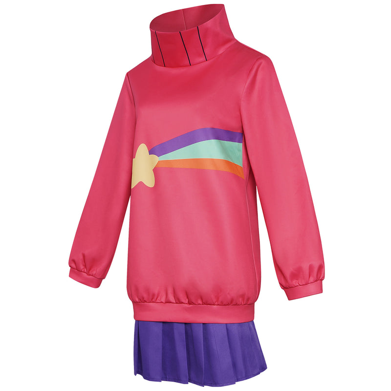 Anime Mabel Pines Cosplay Costumes Red Long Sleeve Top Purple Skirt