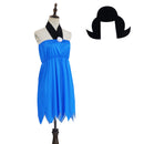 Anime The Flintstones Betty Rubble Cosplay Costume Halter Neck Blue Dress - AwwwCos