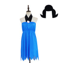 Anime The Flintstones Betty Rubble Cosplay Costume Halter Neck Blue Dress - AwwwCos