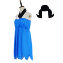 Anime The Flintstones Betty Rubble Cosplay Costume Halter Neck Blue Dress - AwwwCos