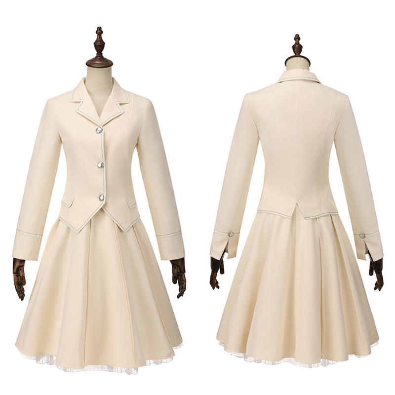 Movie Wicked Glynda Cosplay Costume Ivory Uniform Jacket Skirt - AwwwCos