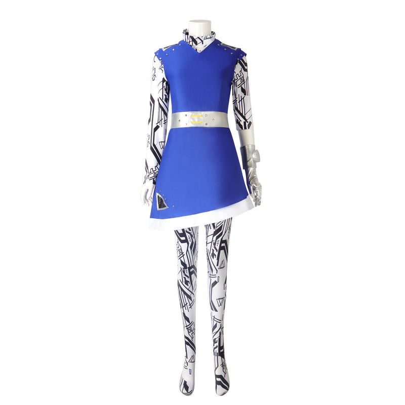 Female Anime Zombies Cosplay Costume Blue Mini Dress Printed Pantyhose - AwwwCos