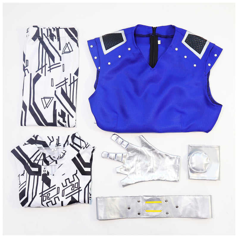 Female Anime Zombies Cosplay Costume Blue Mini Dress Printed Pantyhose - AwwwCos