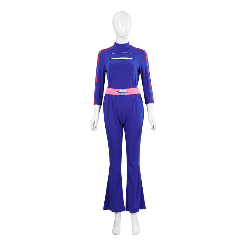 Kids Women Anime Zombies Cosplay Costume Royal Blue Top Flared Trousers
