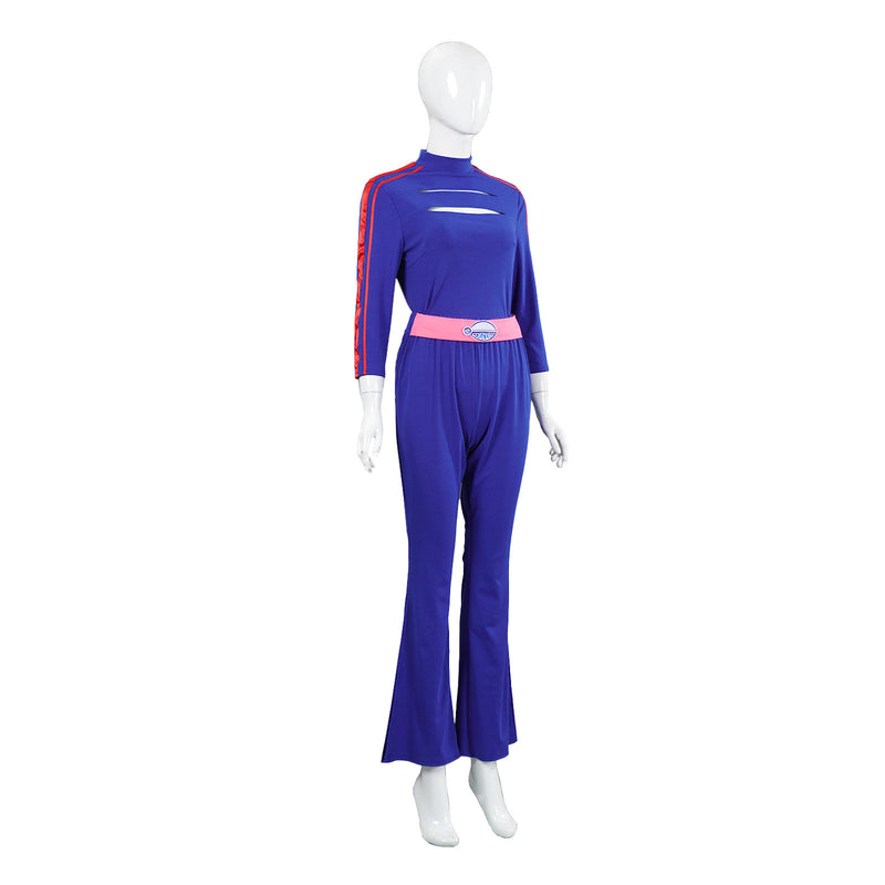 Kids Women Anime Zombies Cosplay Costume Royal Blue Top Flared Trousers