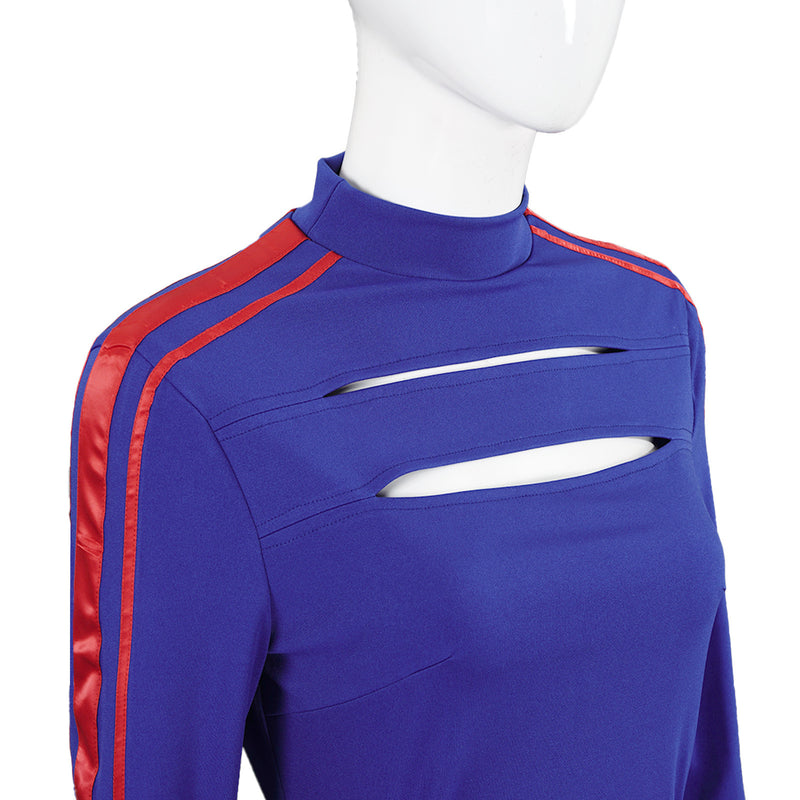 Kids Women Anime Zombies Cosplay Costume Royal Blue Top Flared Trousers