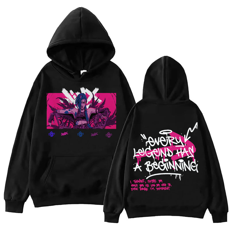 Arcane Hoodie for Men Women LOL Jinx Art Print Long Sleeve Tops