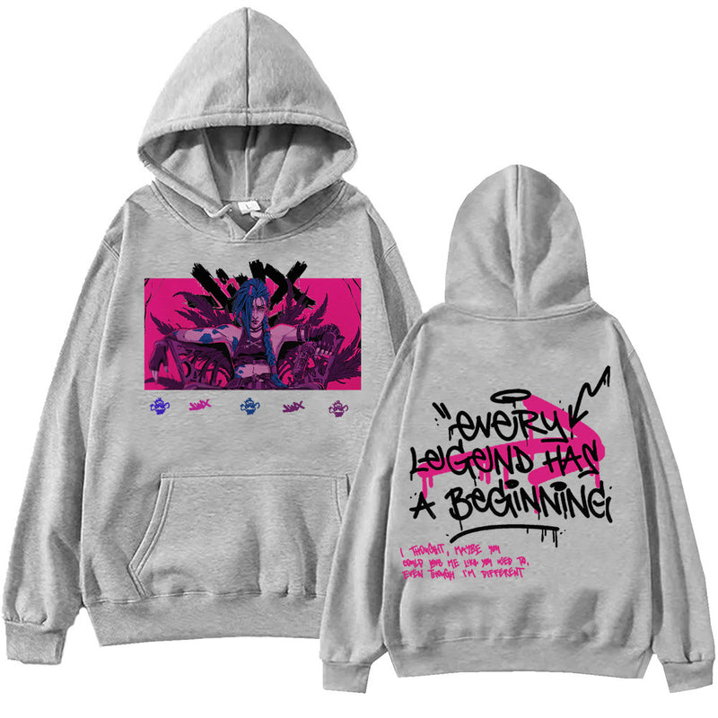 Arcane Hoodie for Men Women LOL Jinx Art Print Long Sleeve Tops