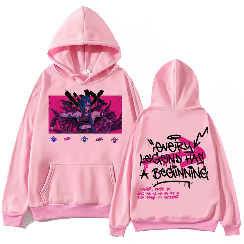 Arcane Hoodie for Men Women LOL Jinx Art Print Long Sleeve Tops