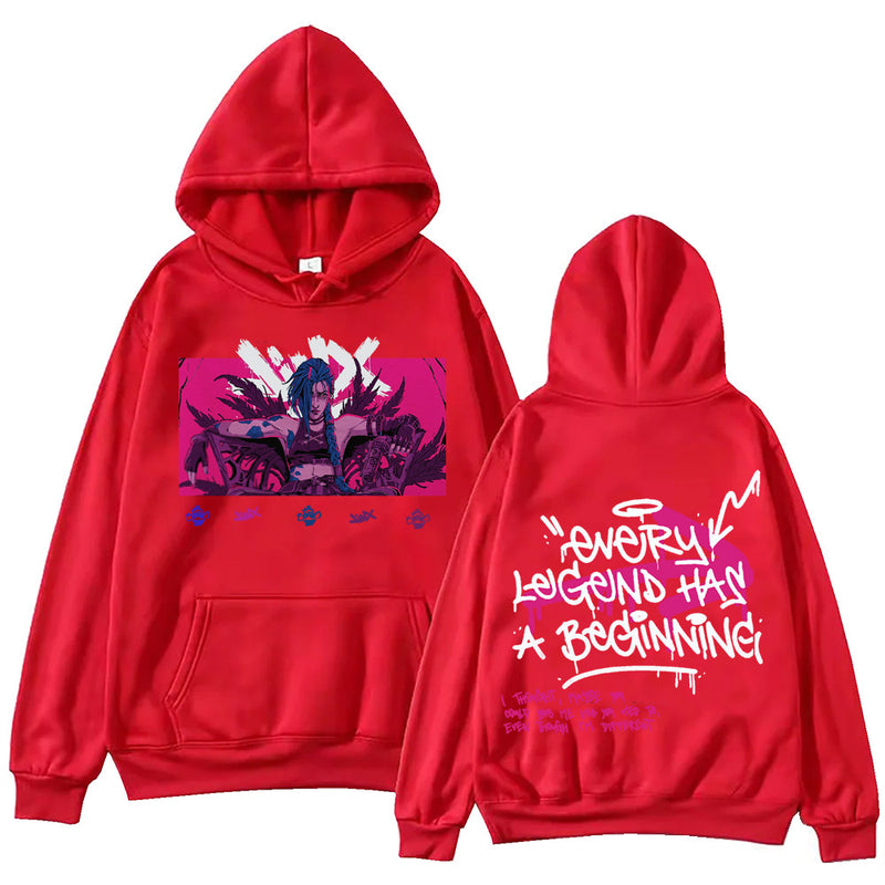 Arcane Hoodie for Men Women LOL Jinx Art Print Long Sleeve Tops