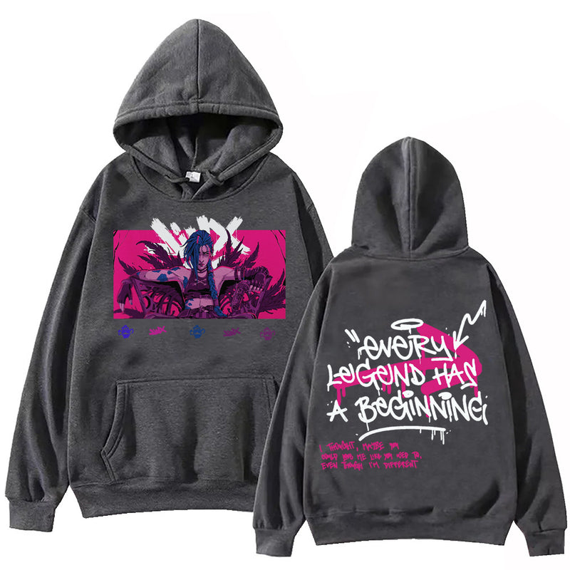 Arcane Hoodie for Men Women LOL Jinx Art Print Long Sleeve Tops