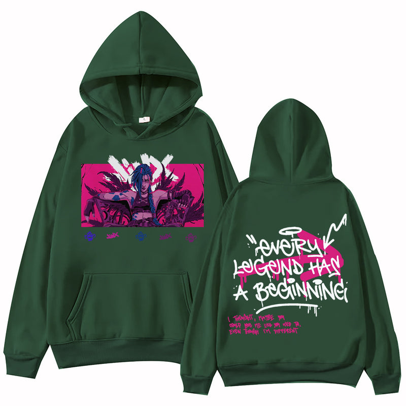 Arcane Hoodie for Men Women LOL Jinx Art Print Long Sleeve Tops