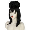 Beetlejuice Lydia Deetz Cosplay Wig Black Long Straight with Flower Buds