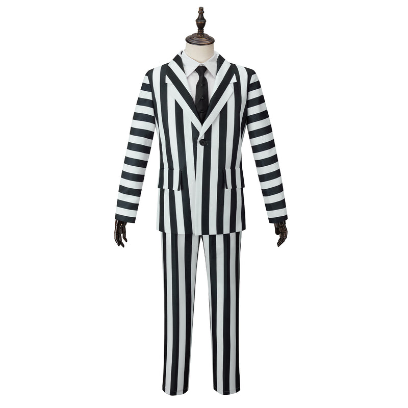 Beetlejuice Cosplay Costume Men Striped Suit Revivalism Gentleman Uniform - AwwwCos