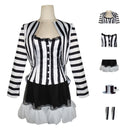 Beetlejuice Costume Black and White Striped Couple Clothing Michael Keaton Suits