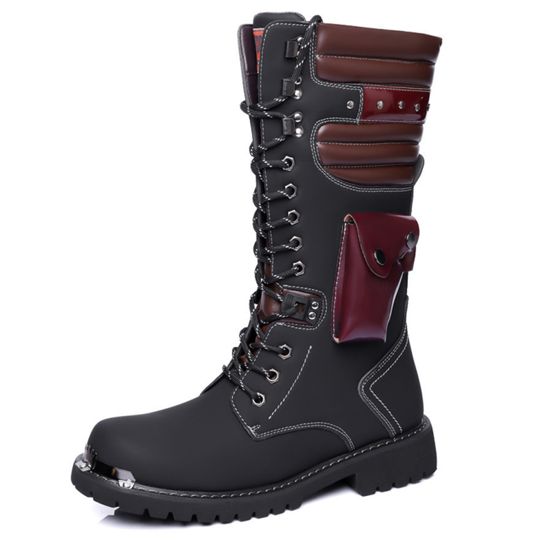 Big Head Leather Boots Outdoor Workwear Men's High Boots With Bag