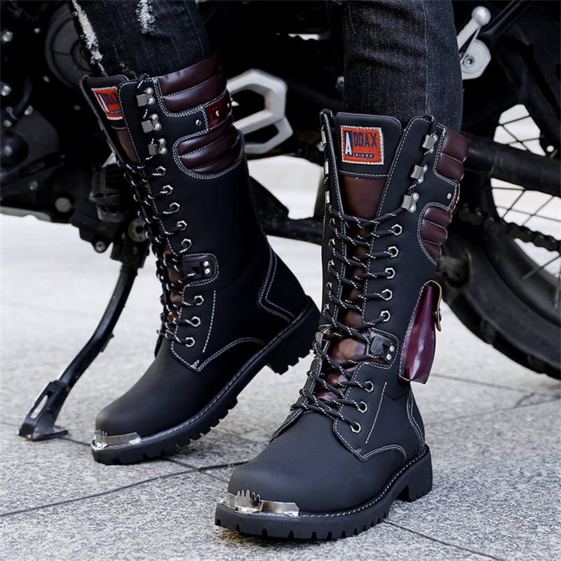 Big Head Leather Boots Outdoor Workwear Men's High Boots With Bag