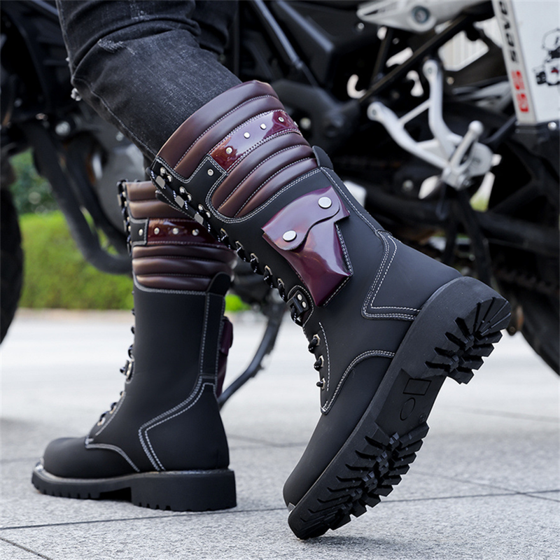 Big Head Leather Boots Outdoor Workwear Men's High Boots With Bag