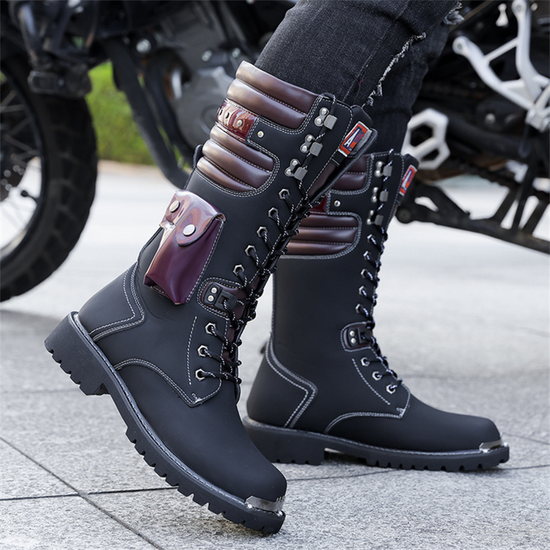 Big Head Leather Boots Outdoor Workwear Men's High Boots With Bag