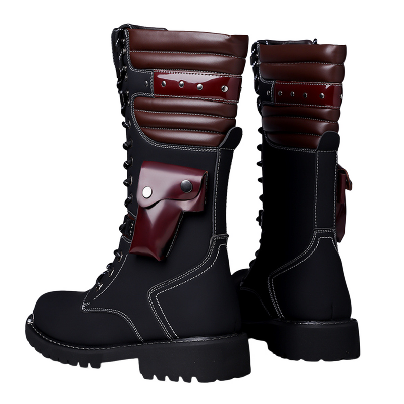 Big Head Leather Boots Outdoor Workwear Men's High Boots With Bag