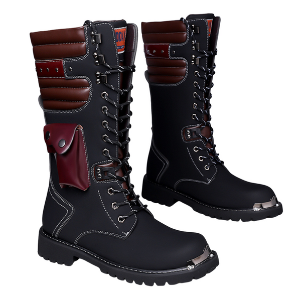Big Head Leather Boots Outdoor Workwear Men's High Boots With Bag
