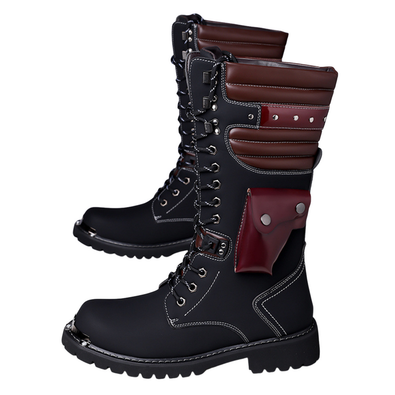 Big Head Leather Boots Outdoor Workwear Men's High Boots With Bag
