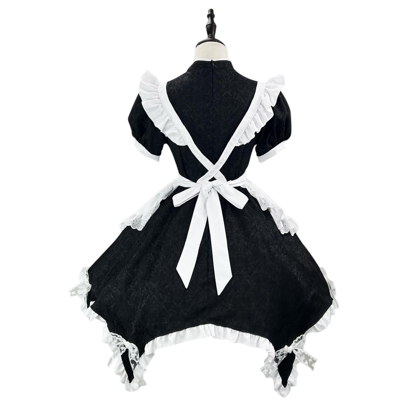 Black And White Jacquard Chinese Niang Cosplay Lolita Maid Dress - AwwwCos
