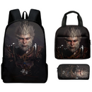 Black Myth Wukong Backpacks Set for University with Lunch Bag Pencil Case Pencil Bag - AwwwCos