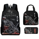 Black Myth Wukong Backpacks Set for University with Lunch Bag Pencil Case Pencil Bag - AwwwCos