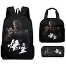 Black Myth Wukong Backpacks Set for University with Lunch Bag Pencil Case Pencil Bag - AwwwCos