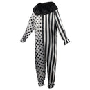 Black and White Game Clown Cosplay Pliced Jumpsuit Headgear