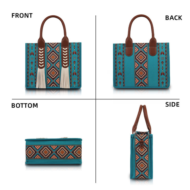 Bohemian Ethnic Tassel Canvas Tote Handbag Large Capacity Crossbody Bag - AwwwCos