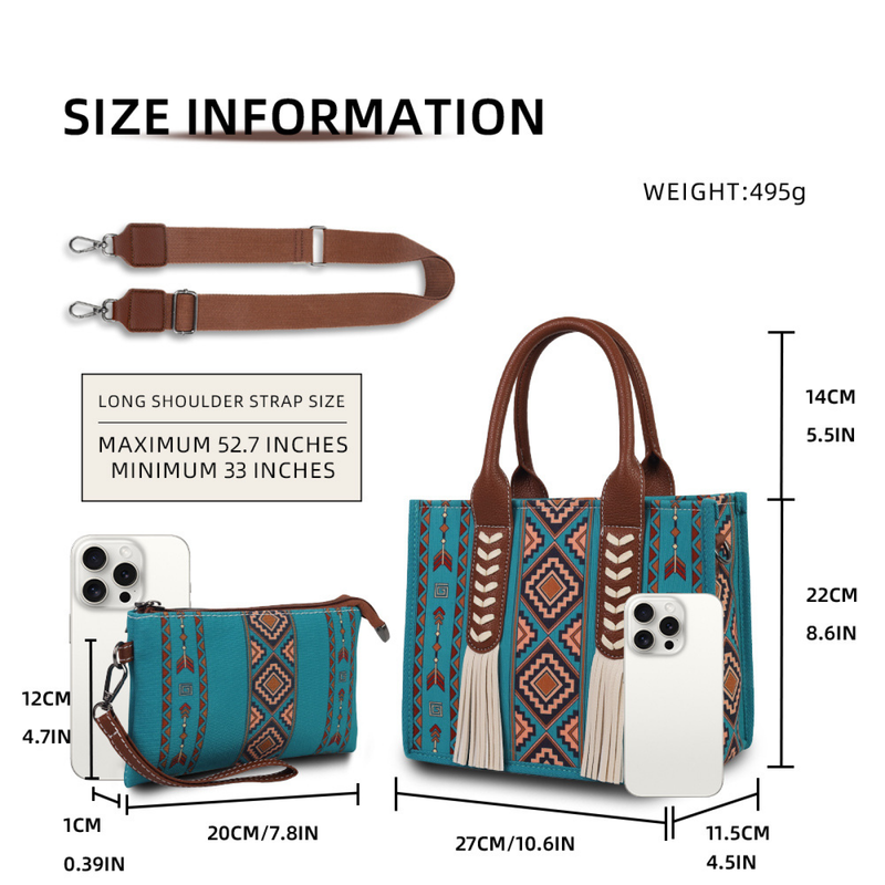 Bohemian Ethnic Tassel Canvas Tote Handbag Large Capacity Crossbody Bag - AwwwCos