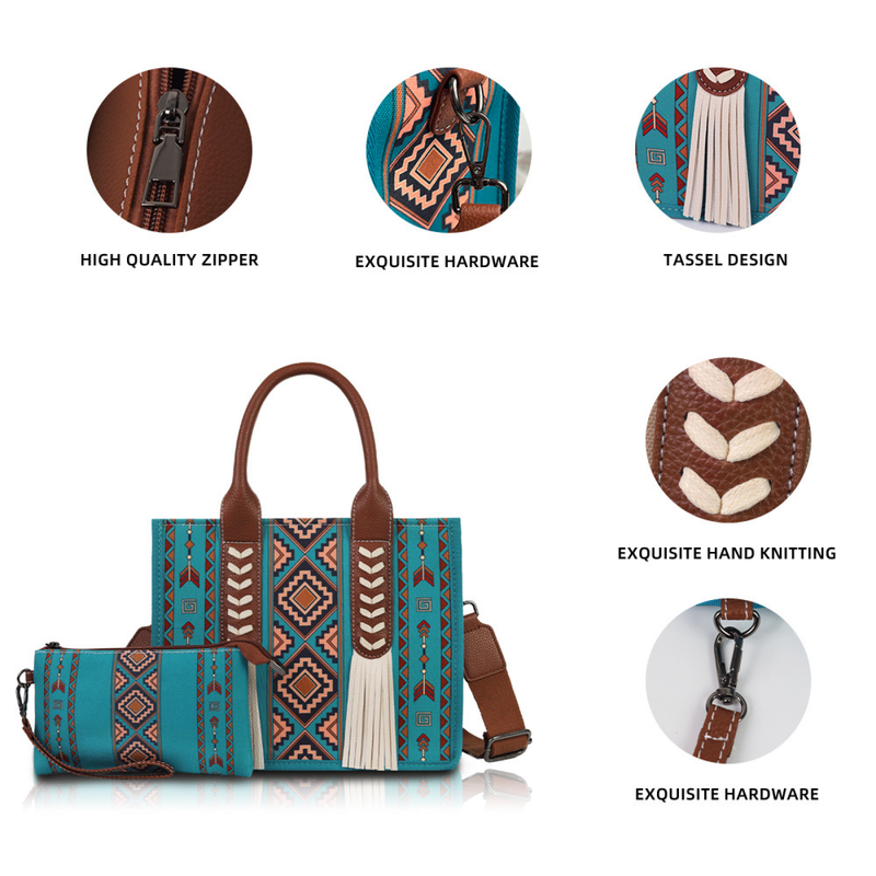Bohemian Ethnic Tassel Canvas Tote Handbag Large Capacity Crossbody Bag - AwwwCos