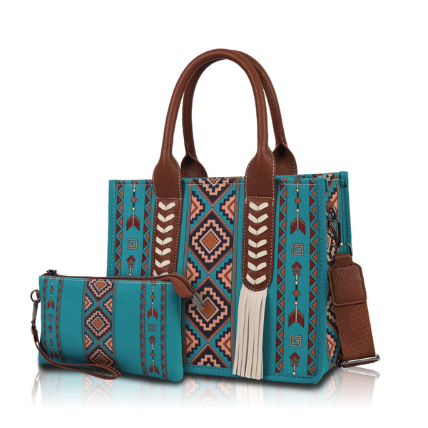 Bohemian Ethnic Tassel Canvas Tote Handbag Large Capacity Crossbody Bag - AwwwCos