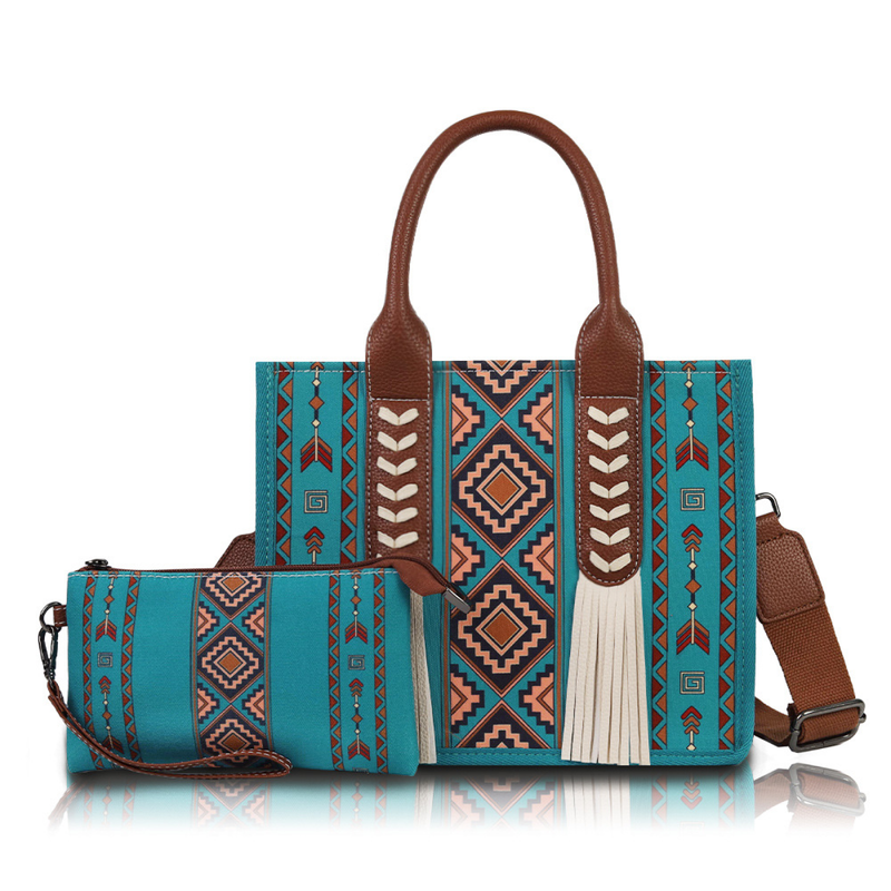 Bohemian Ethnic Tassel Canvas Tote Handbag Large Capacity Crossbody Bag - AwwwCos
