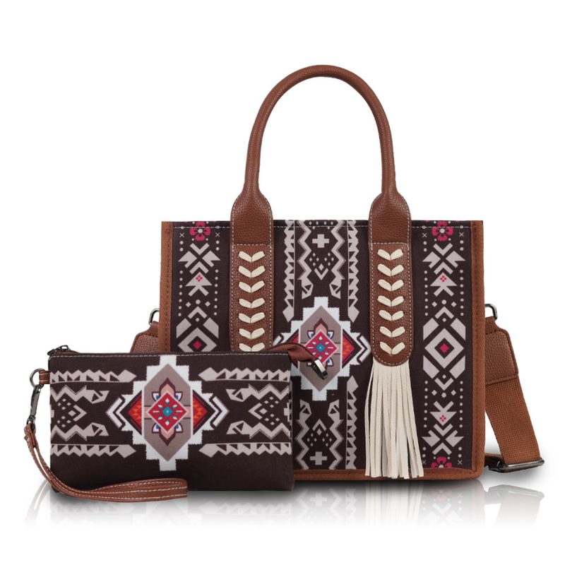 Bohemian Ethnic Tassel Canvas Tote Handbag Large Capacity Crossbody Bag - AwwwCos