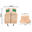 Boy Girls Explorer Cosplay Costume Fishing Adventure Camping Vest Hat - AwwwCos
